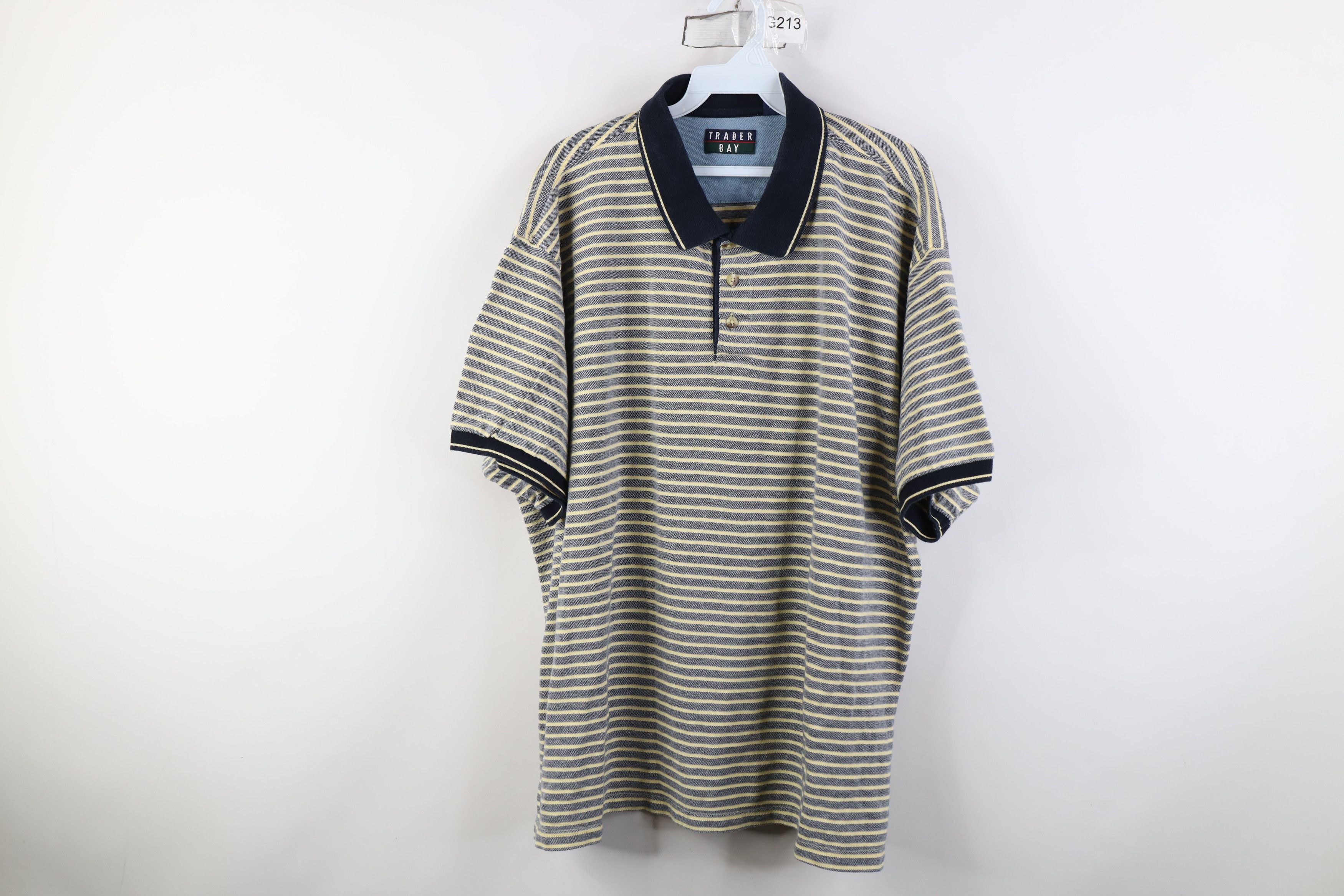 Vintage Vintage 90s Streetwear Ribbed Knit Striped Golf Polo Shirt Size US XXL / EU 58 / 5 - 1 Thumbnail