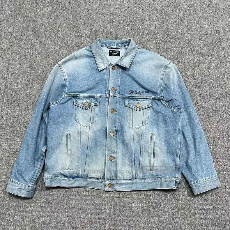 Balenciaga Logo Embroidered Denim Jacket