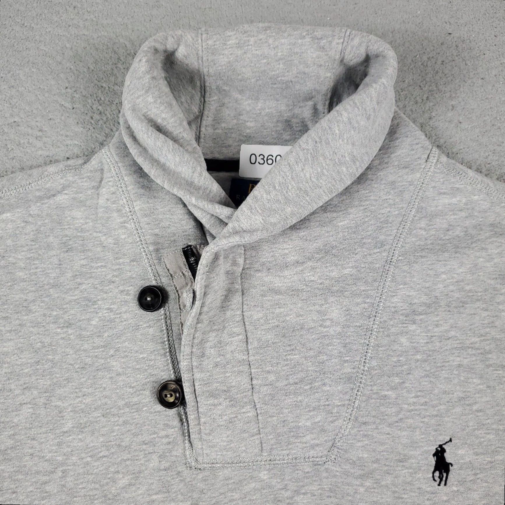 Ralph Lauren Ralph Lauren Mens XL Gray Pony Sweater Pullover Shawl Collar Cotton Knit Size US XL / EU 56 / 4 - 2 Thumbnail
