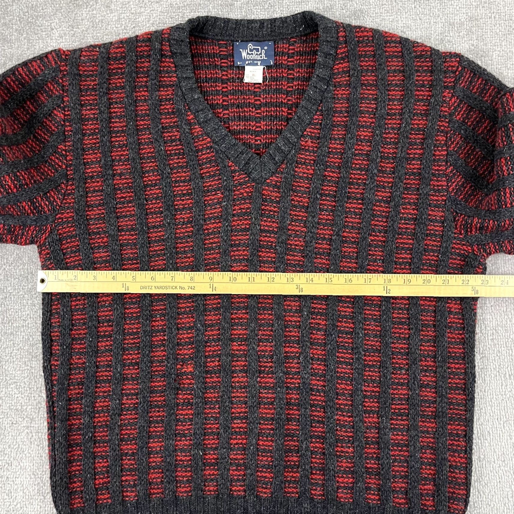 Vintage VINTAGE Woolrich Sweater Mens XL Red Gray Knit Wool Blend Jumper V-Neck USA 90s Size US XL / EU 56 / 4 - 4 Thumbnail