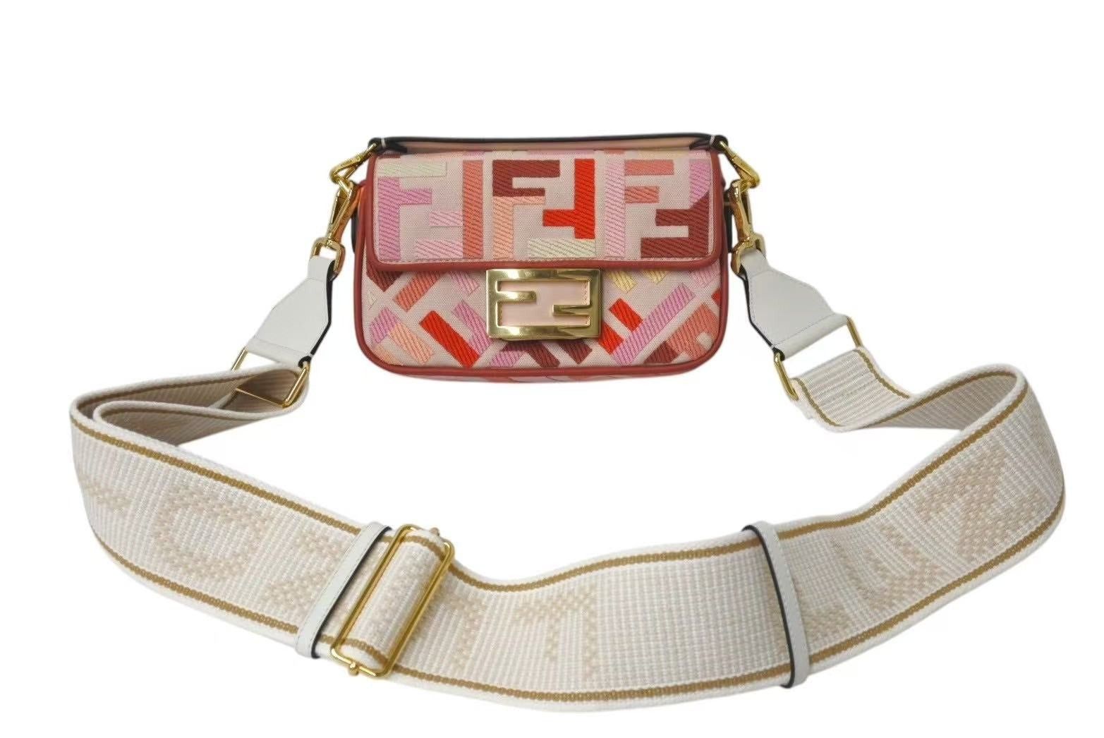 Fendi Mini Baguette Shoulder Bag in Pink, Men's