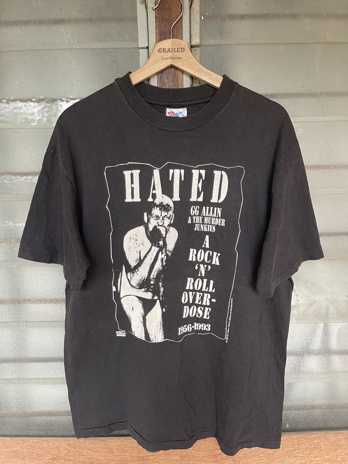 Band Tees Vintage 90's GG Allin & Murder Junkies HATED Sun Faded Tee Size US L / EU 52-54 / 3 - 1 Thumbnail
