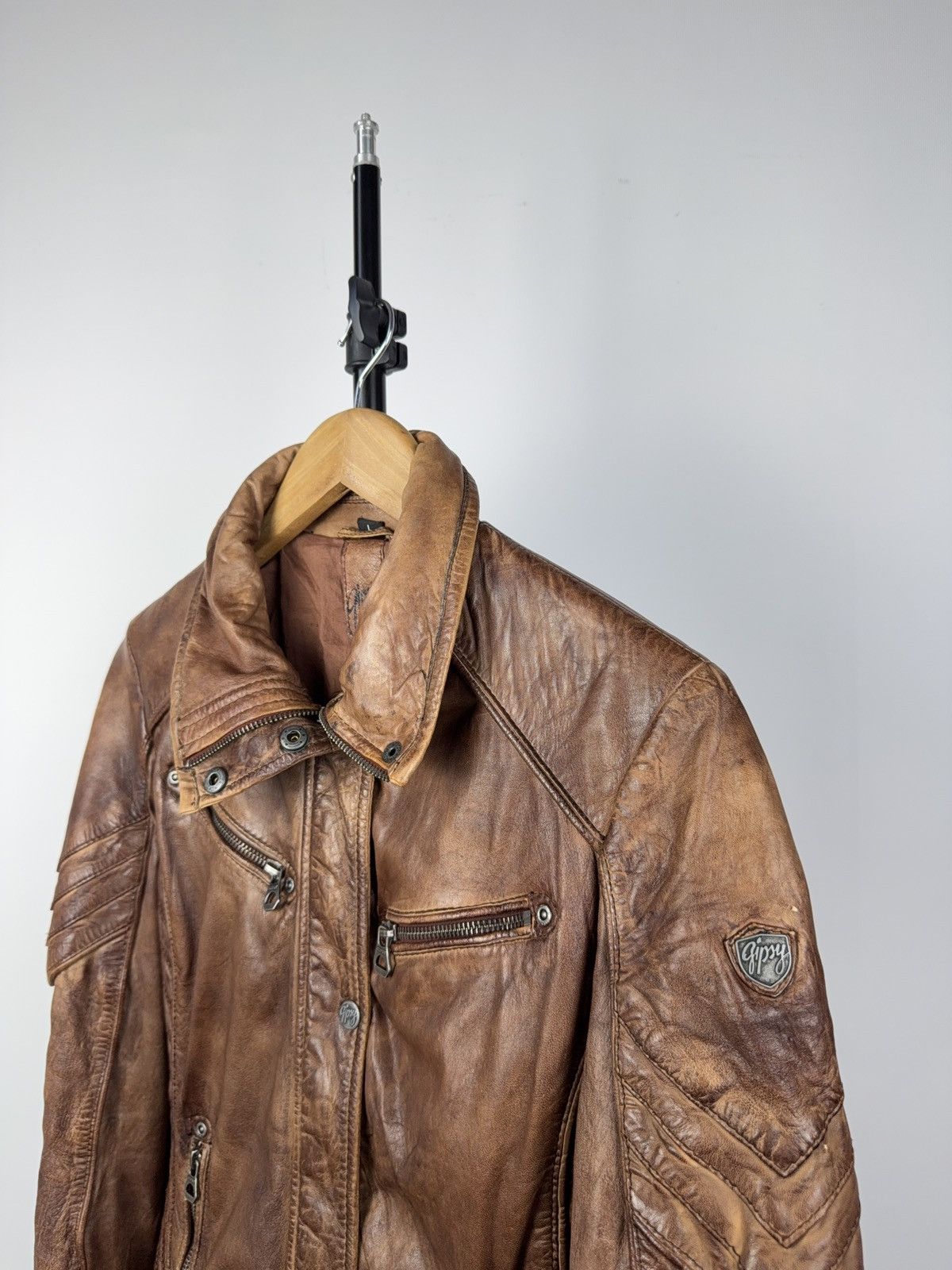 Vintage Gipsy Vintage Faded Biker Jacket Faux Leather Moto 90s Size L / US 10 / IT 46 - 3 Thumbnail