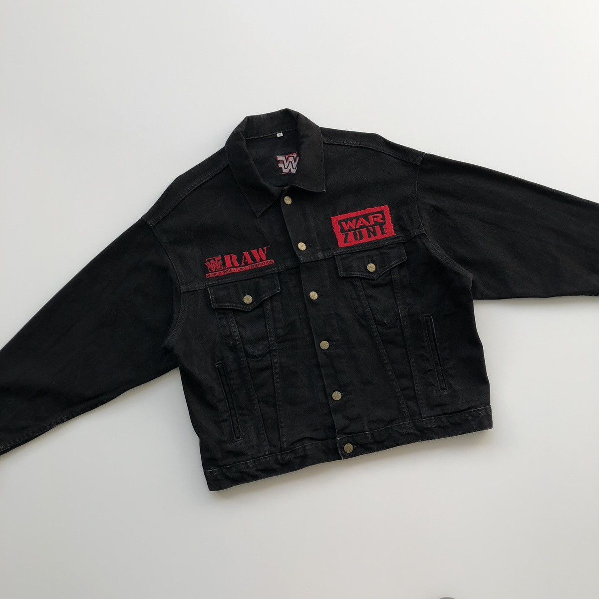 WWF WWF Raw is War 1993 War Zone Vintage Denim Washed Jacket WWE Size US M / EU 48-50 / 2 - 13 Thumbnail