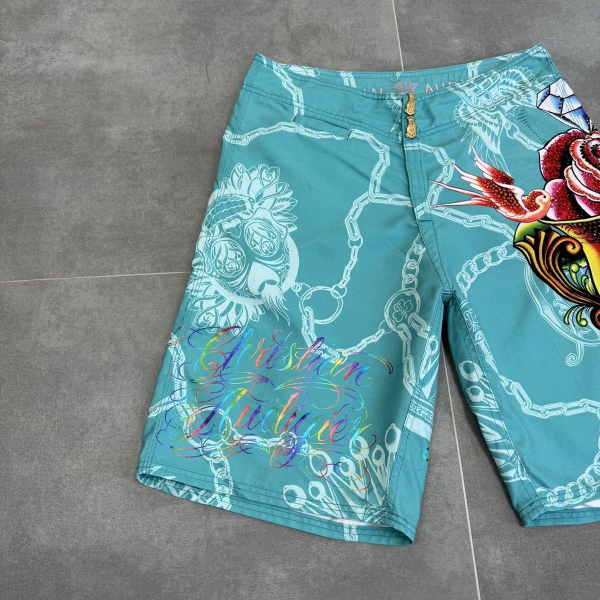 Christian Audigier Christian Audigier Surf Style Tattoo Y2K Board Men Shorts Size US 33 - 5 Thumbnail