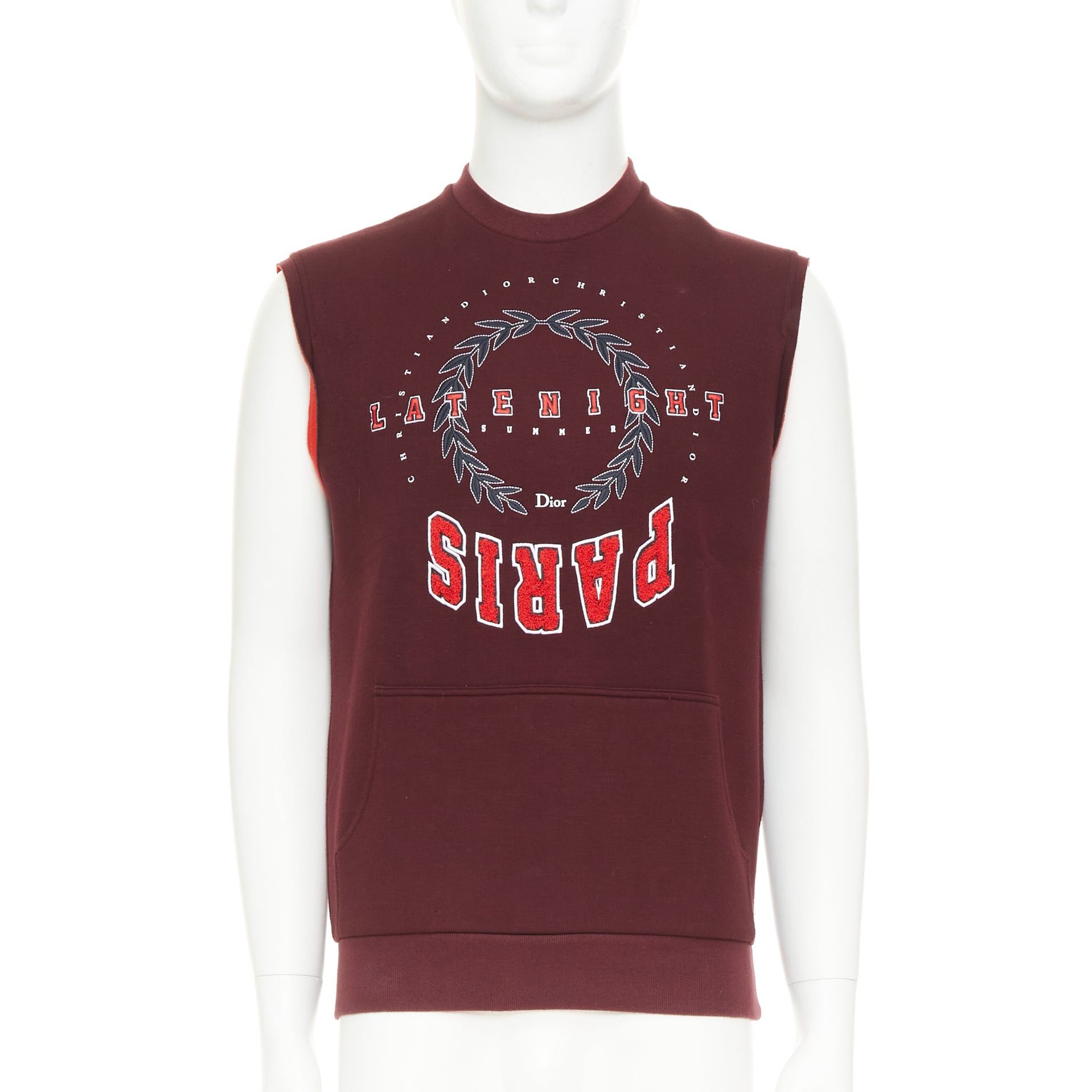 Dior DIOR HOMME 2018 Late Night Paris burgundy neoprene logo sleeveless sweatshirt XS Ahn Hyo-Seop Size US XS / EU 42 / 0 - 1 Thumbnail