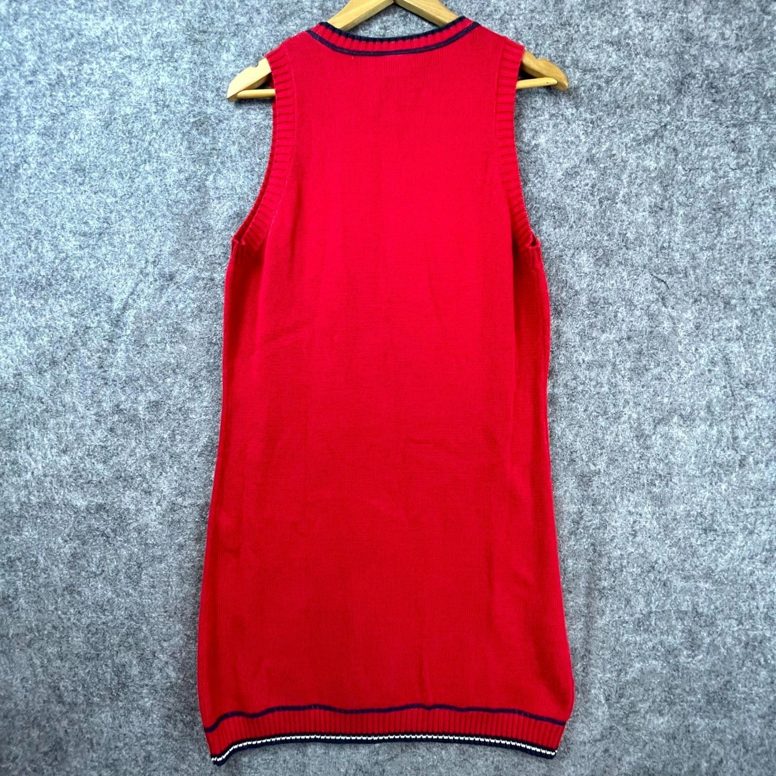 Tommy Hilfiger Vintage Tommy Hilfiger Sweater Dress XL Red Navy Knit Preppy Size XL / US 12-14 / IT 48-50 - 2 Thumbnail