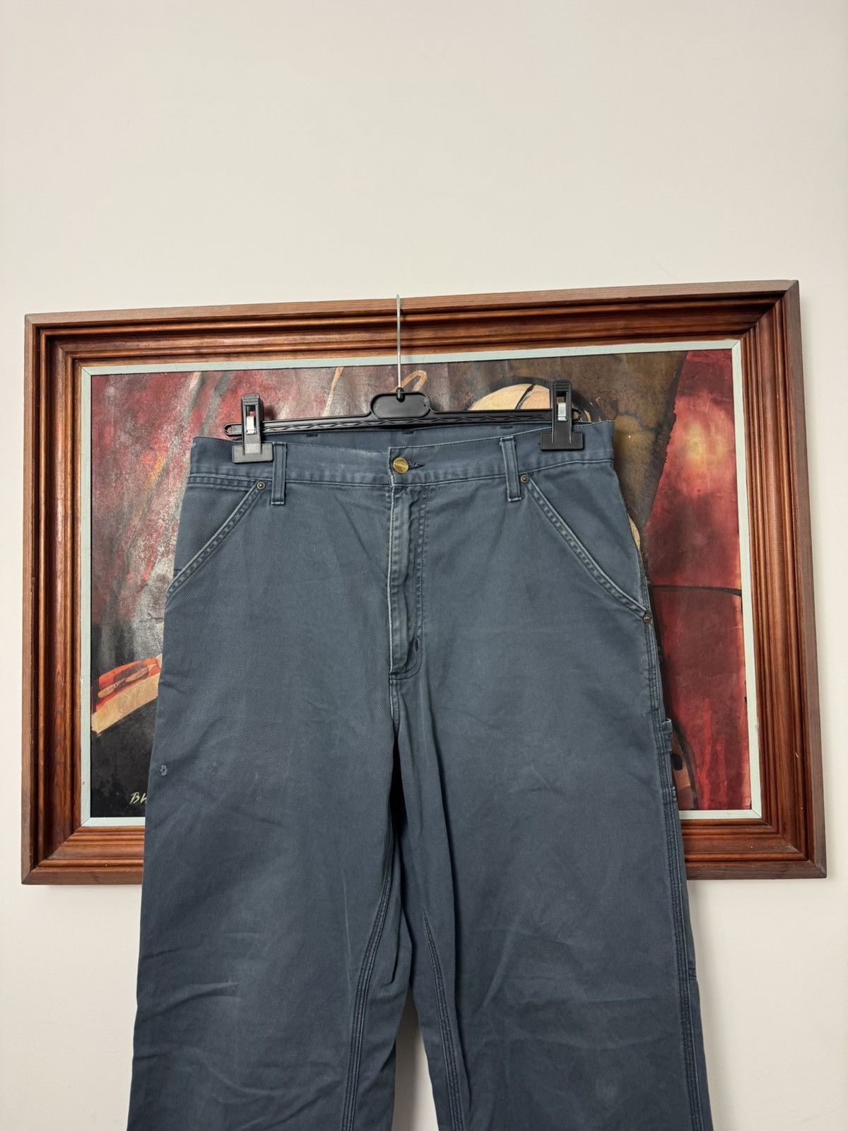 Carhartt Vintage 90s Carhartt Single Knee Washed Navy Rare Work Pant Size US 31 - 4 Thumbnail