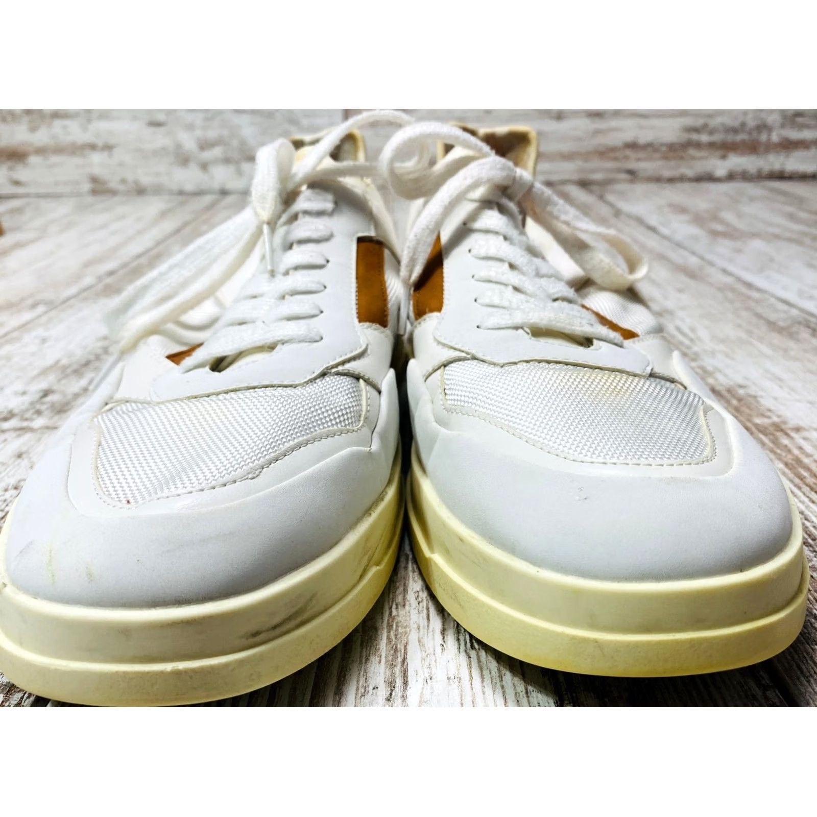 Steve Madden Steve Madden Dandyy Sneaker Mens 13M White Leather Lace Up 1218 Sneakers Mens White Brown Leather Lace Up Casual Size US 13 / EU 46 - 5 Thumbnail