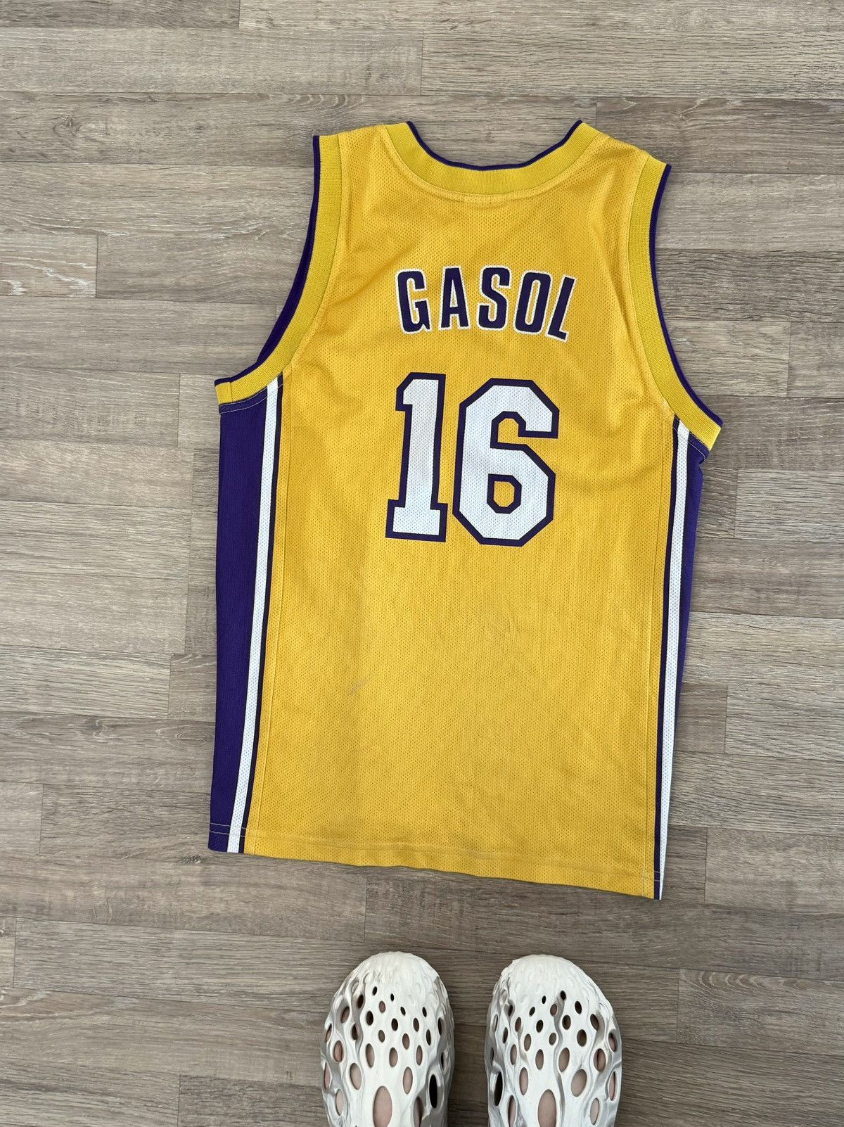 Champion Vintage Lakers Champion 16 Gasol NBA Basketball Rare Jersey Size US XXS / EU 40 - 9 Thumbnail