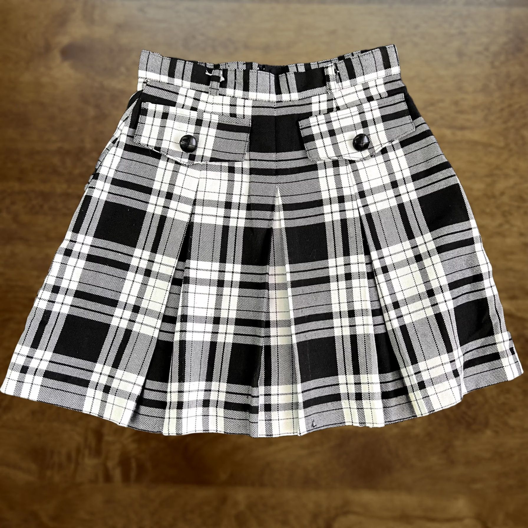 Vintage Y2K MGR It's Our Universe Skirt Womens 3 Black Plaid Pleated Mini Skater Punk Size 26" / US 2 / IT 38 - 1 Thumbnail