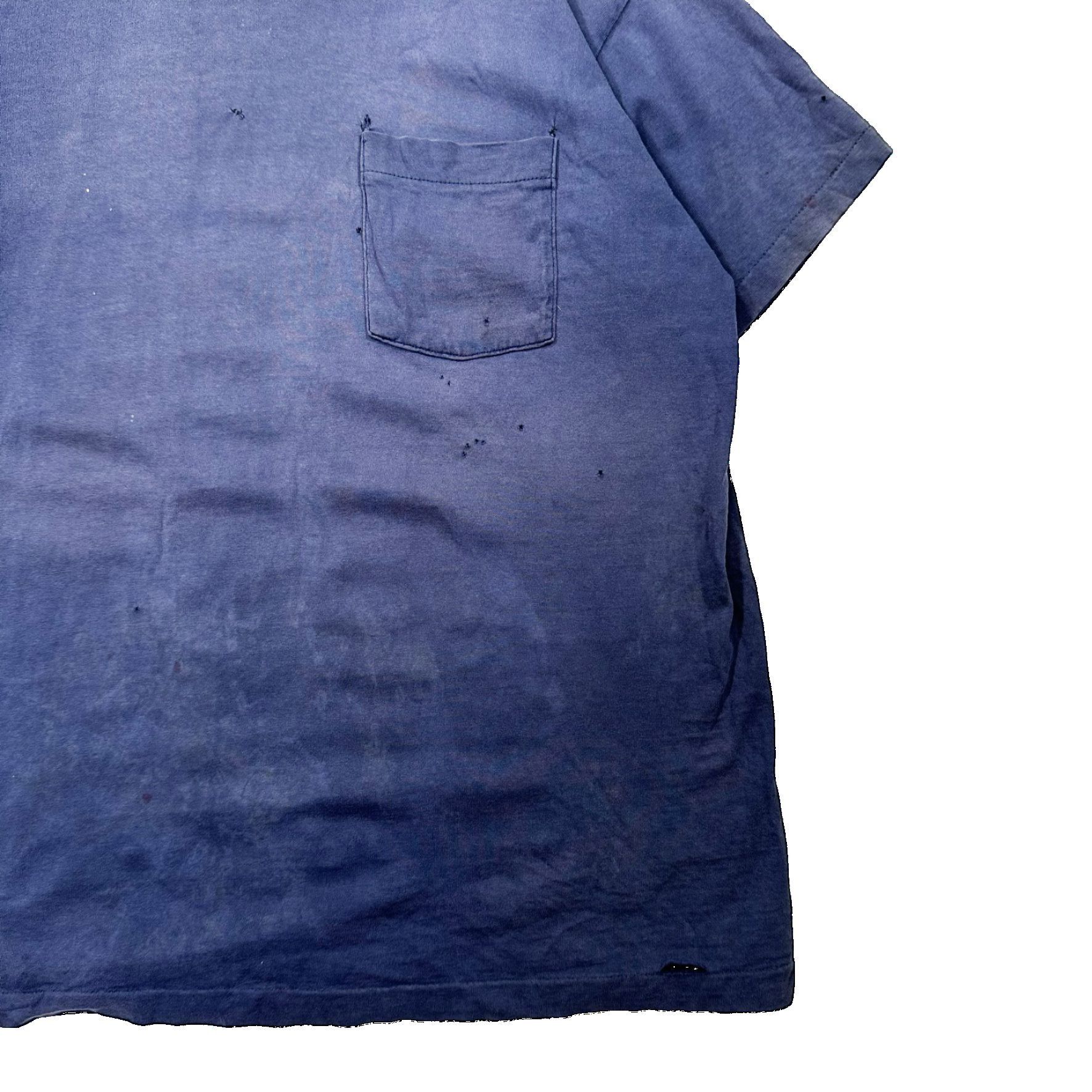 Vintage VIntage 90s Single Stitch Faded Blue Pocket T Shirt Size US XL / EU 56 / 4 - 3 Thumbnail