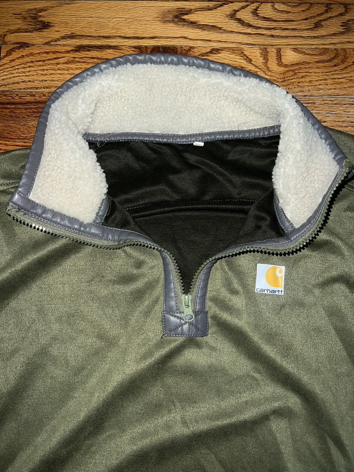 Carhartt Green carhartt lightweight jacket w leather lining on zipper Size US M / EU 48-50 / 2 - 2 Thumbnail