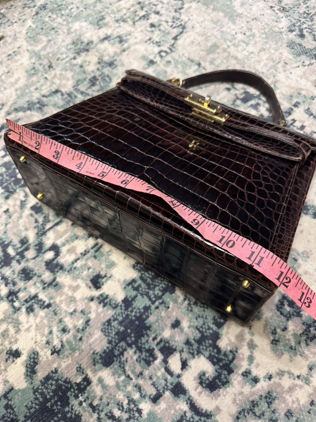 Genuine Leather VINTAGE BIANCHI & NARDI DARK BROWN CROCODILE LEATHER BAG Size ONE SIZE - 10 Thumbnail