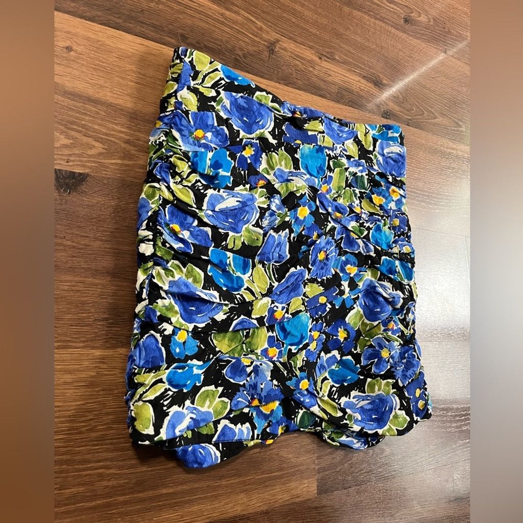 Zara 💙 ZARA Blue Floral Faux Wrap Mini Skirt - Size S 💙 Size 28" / US 6 / IT 42 - 7 Thumbnail