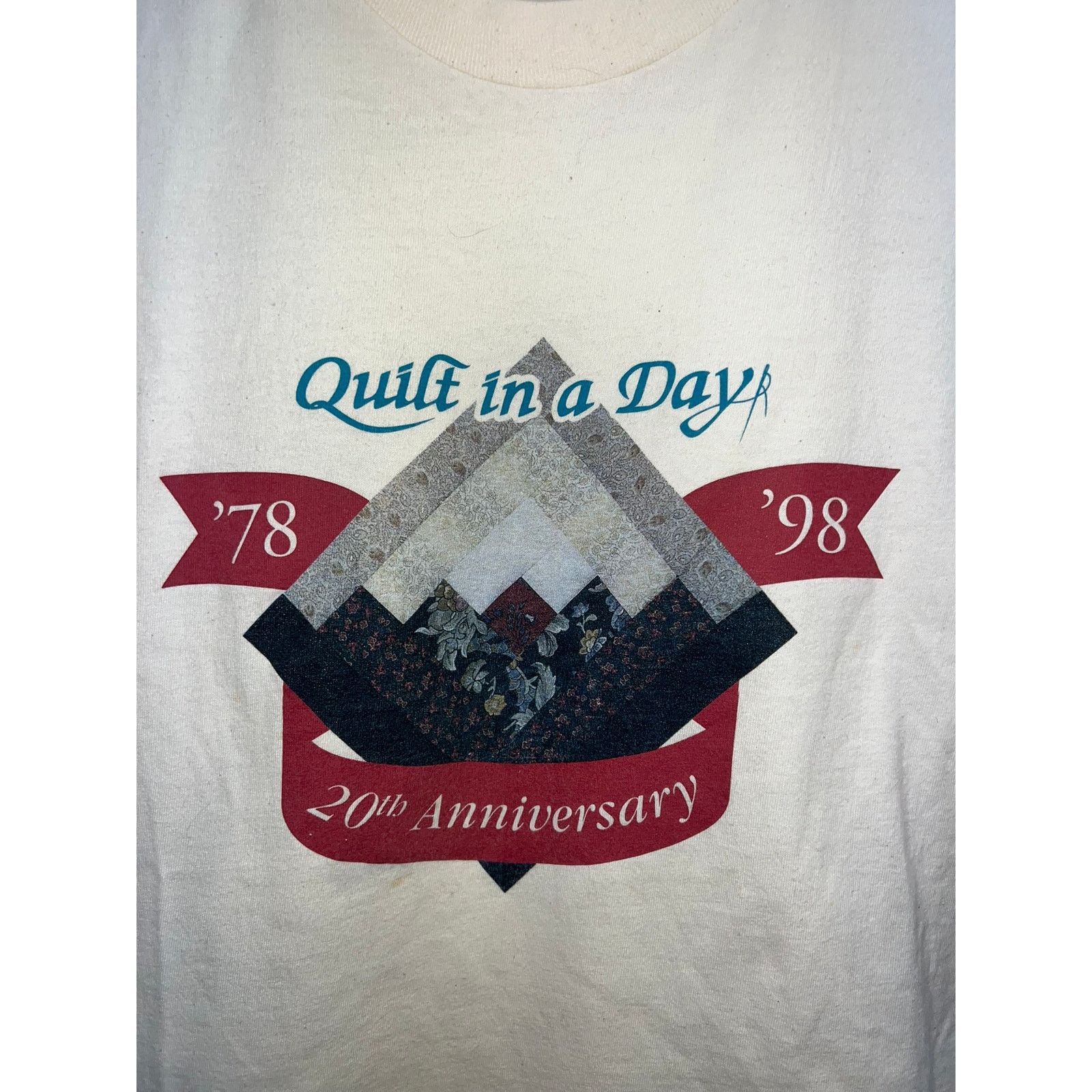 Hanes Vintage Quilt Shirt 1998 Quilting In A Day 90s Tee VTG 3X Size US XXL / EU 58 / 5 - 2 Thumbnail