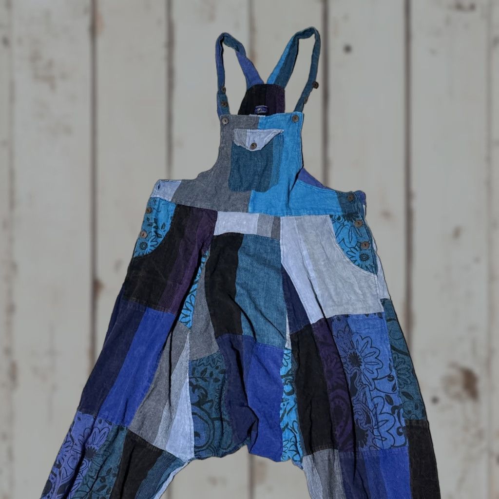 Wicked Dragon Bibs Overalls 2XL Women Multicolor Hooded Anorak Hippie Patchwork All Seasons Jacket/Coat Length Long
