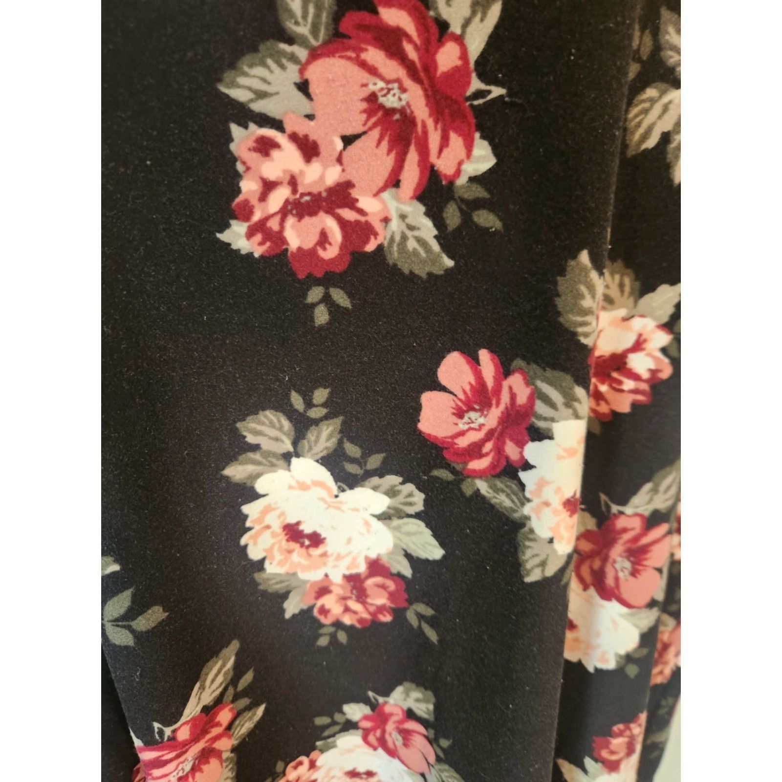 Vintage Bobbie Brooks Black Floral Print Keyhole Trim Casual Top Shirt 3X Plus Size XXL / US 16-18 / IT 52-54 - 2 Thumbnail