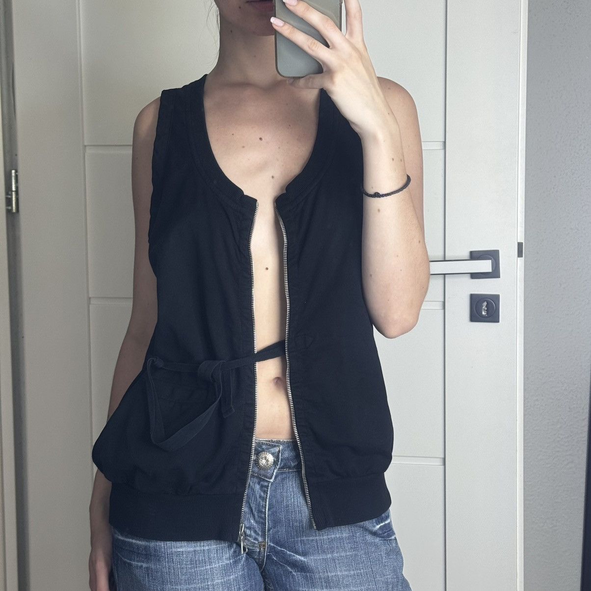 Designer × Dries Van Noten Dries Van Noten Zip Vest Gilet Black Top Blouse Black Size M / US 6-8 / IT 42-44 - 1 Thumbnail