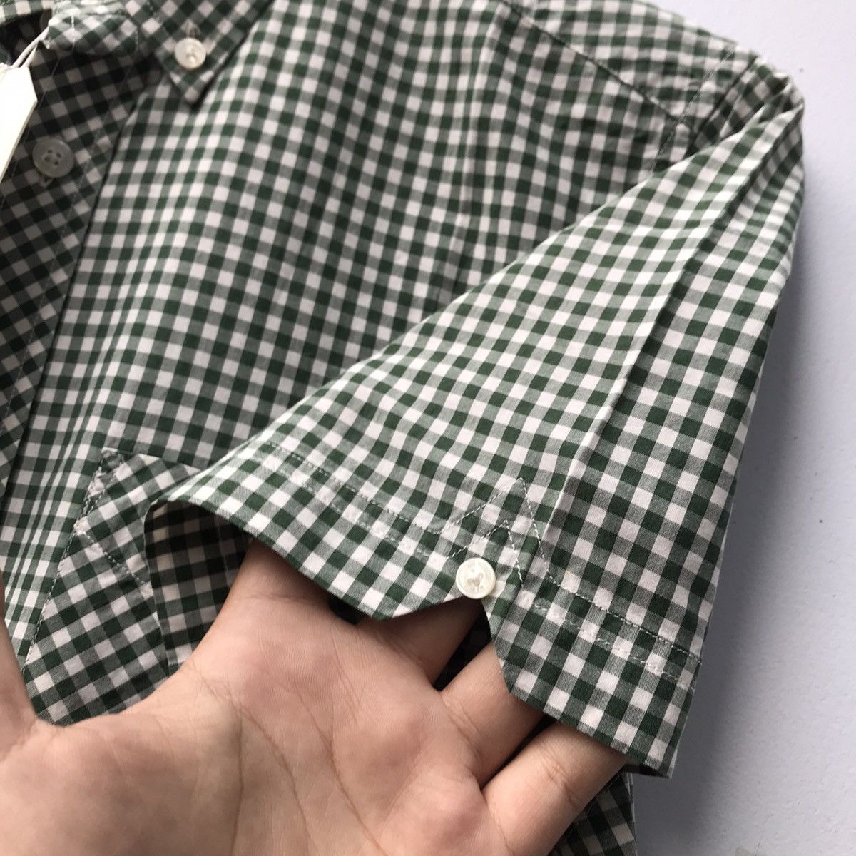 Ben Sherman × Vintage Ben Sherman Green Gingham Shirt Button Down Trimfit Short Size US S / EU 44-46 / 1 - 13 Thumbnail