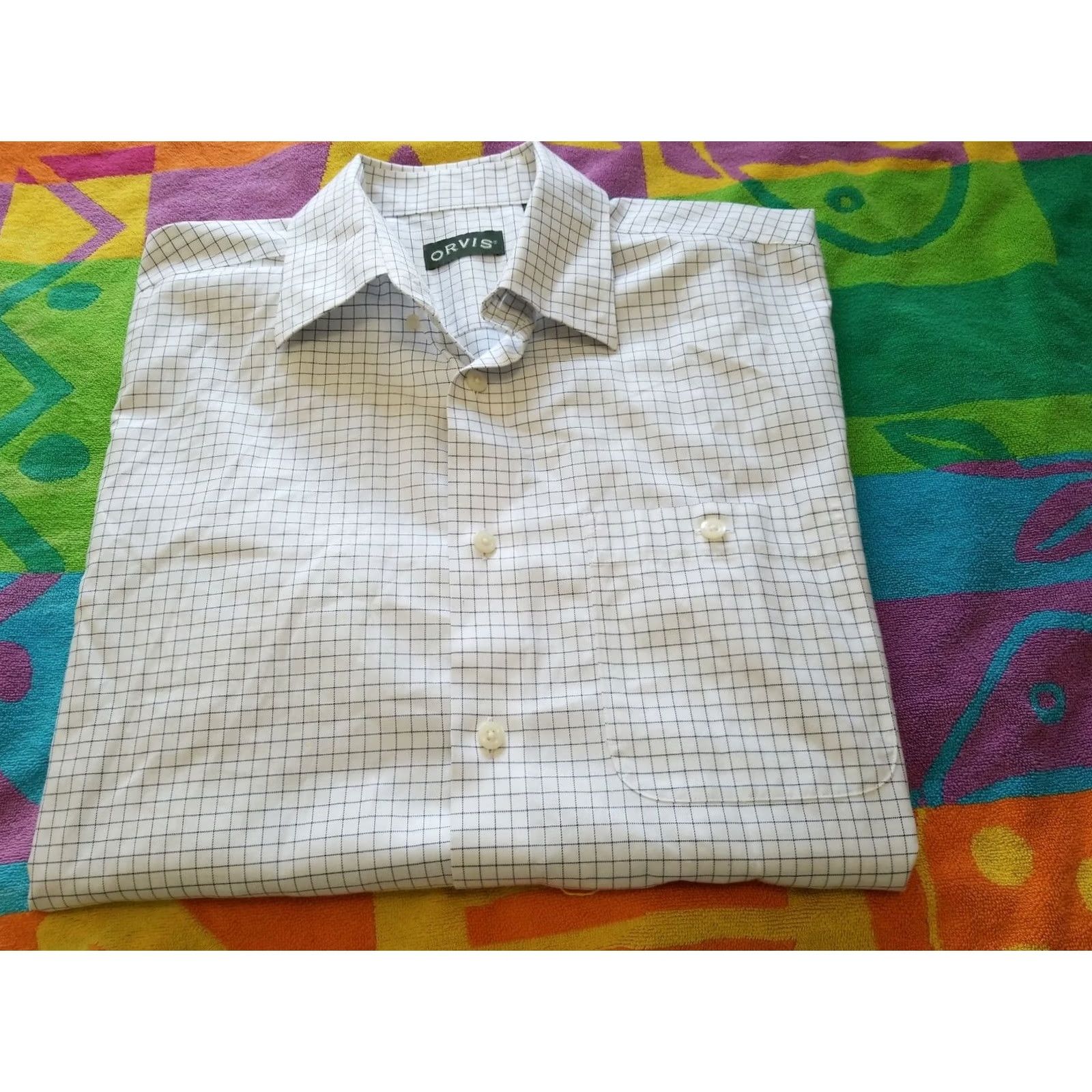 Orvis Orvis Gingham Short Sleeve Button-Up Shirt Men's L White Cotton Regular Shirt Size US L / EU 52-54 / 3 - 2 Thumbnail