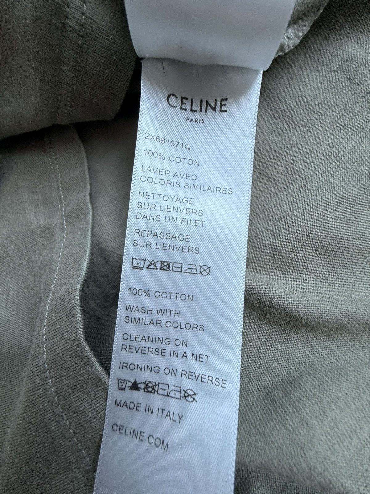Celine Celine logo t shirt Hedi Slimane khaki green M grail Size US M / EU 48-50 / 2 - 23 Thumbnail
