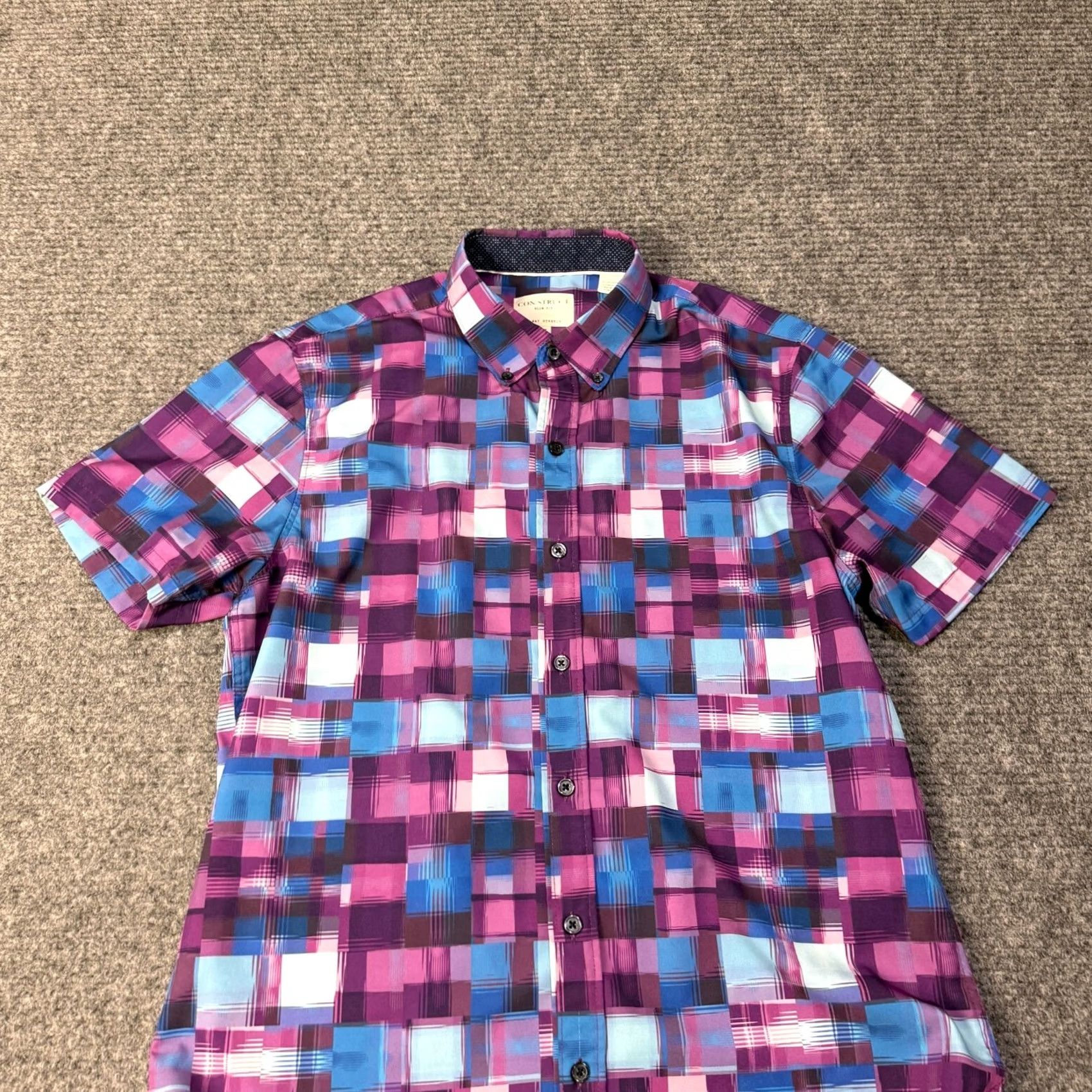 Vintage Construct Shirt Mens Medium Purple Performance Button Up Slim Fit Short Sleeve Size US M / EU 48-50 / 2 - 2 Thumbnail