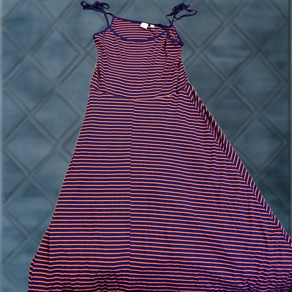 Gap NWT Gap Blue & Red Striped Spaghetti Strap Summer Dress Tall Medium Maxi Sundress Women Size M / US 6-8 / IT 42-44 - 1 Thumbnail