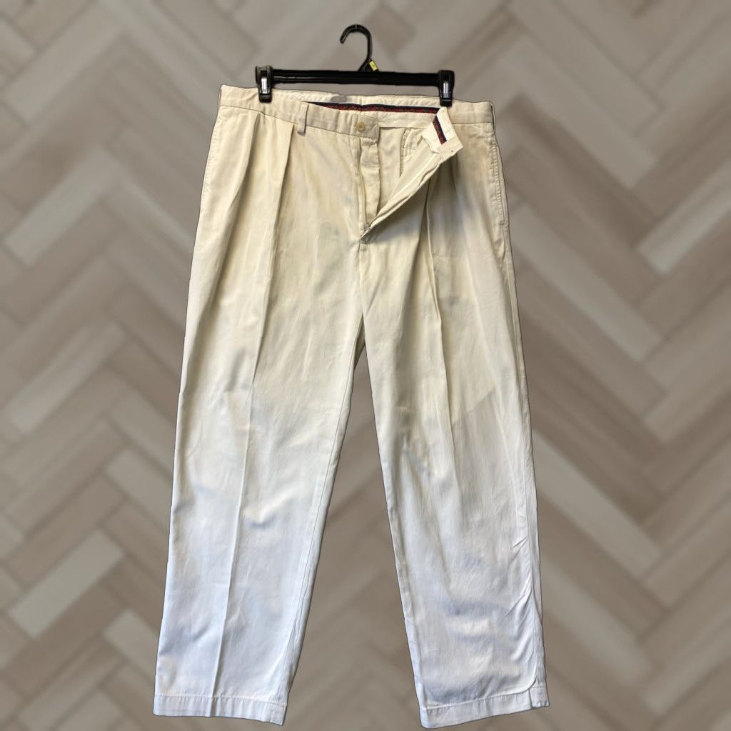 Polo Ralph Lauren VINTAGE Polo Ralph Lauren Men's Chino Pants Classic Pleated Straight Fit 38x32 Beige Polo Logo Size US M / EU 48-50 / 2 - 1 Thumbnail