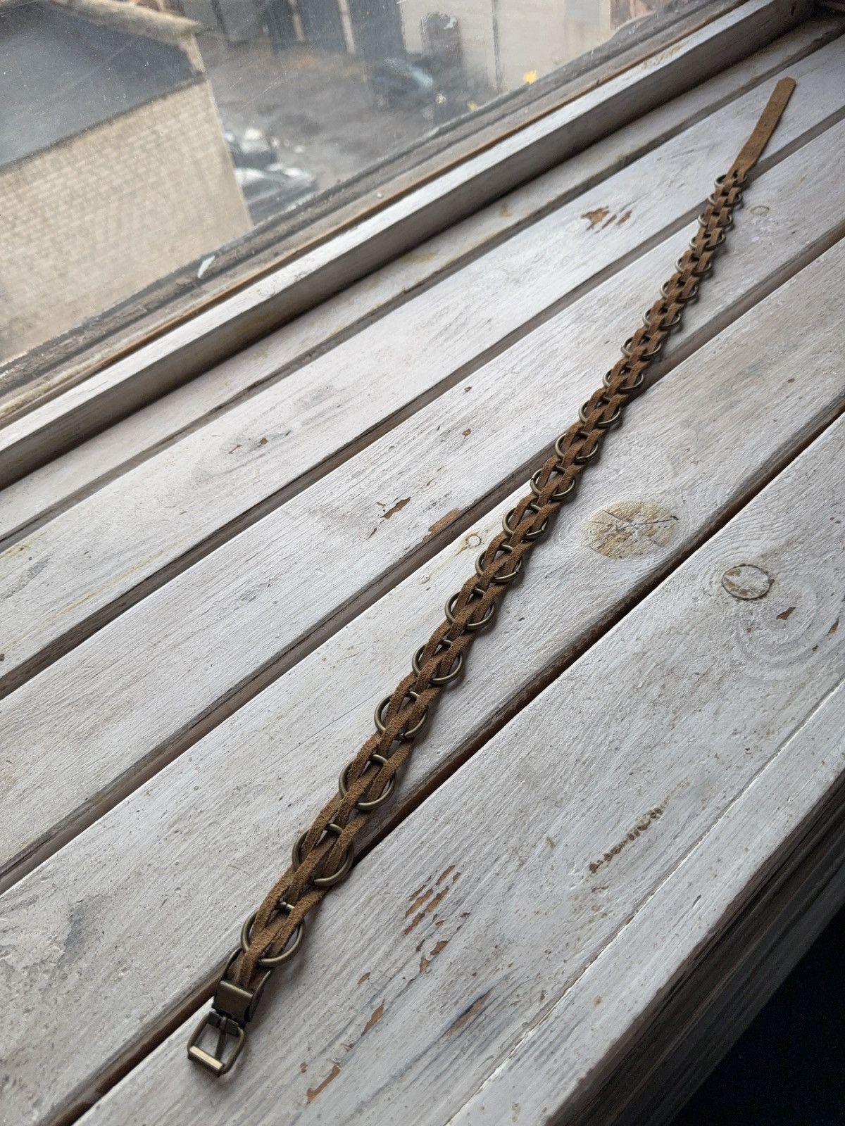 Japanese Brand VNTG Y2K Western Suede Chain Belt Boho 70s Style Brass Rings Size ONE SIZE - 7 Thumbnail