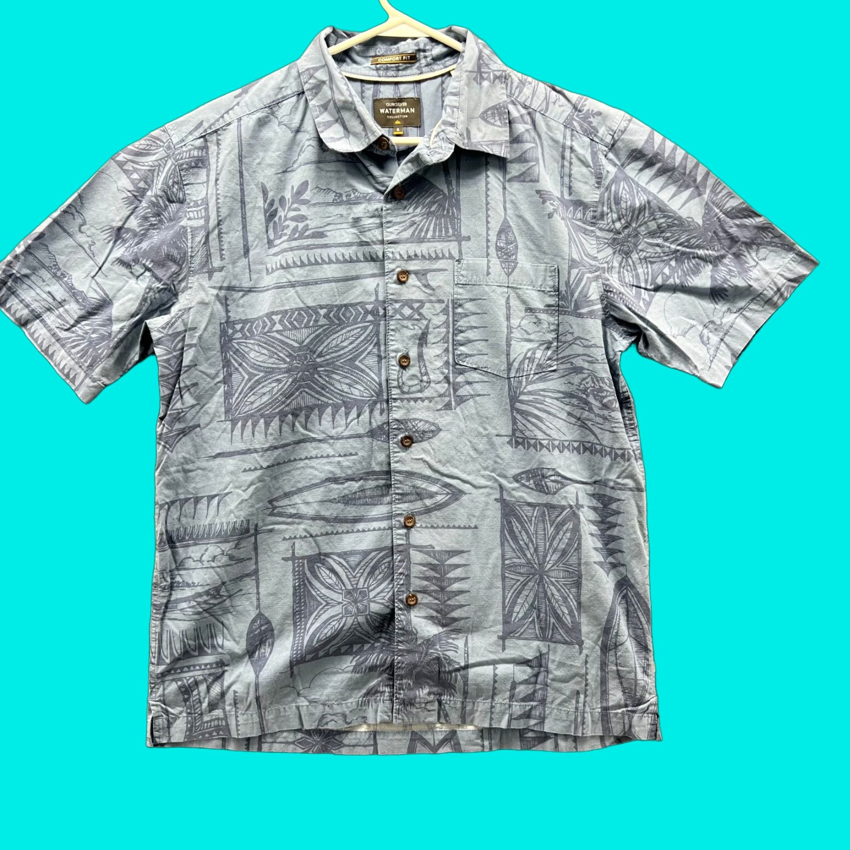 Quiksilver Quiksilver Shirt Men S Blue Floral Button-Down Waterman Small Spring Summer Fall Winter All Seasons Size US S / EU 44-46 / 1 - 1 Thumbnail