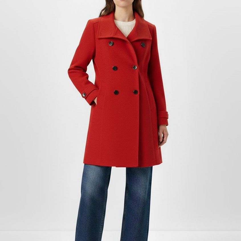 Other Charlotte Russe Red Wool Pea Coat Small Double Breasted Size S / US 4 / IT 40 - 1 Thumbnail
