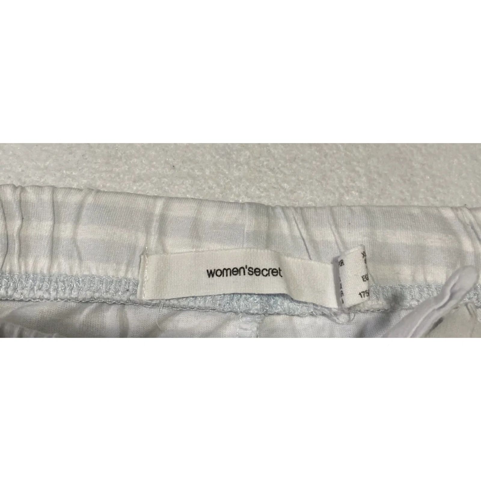 Vintage Womens Secret Pajama Pants drawstring, pattern Stripped, Size 15, Blue White, Women, Regular, 28-22, Shirt? Size 36" / US 14 / IT 50 - 3 Thumbnail