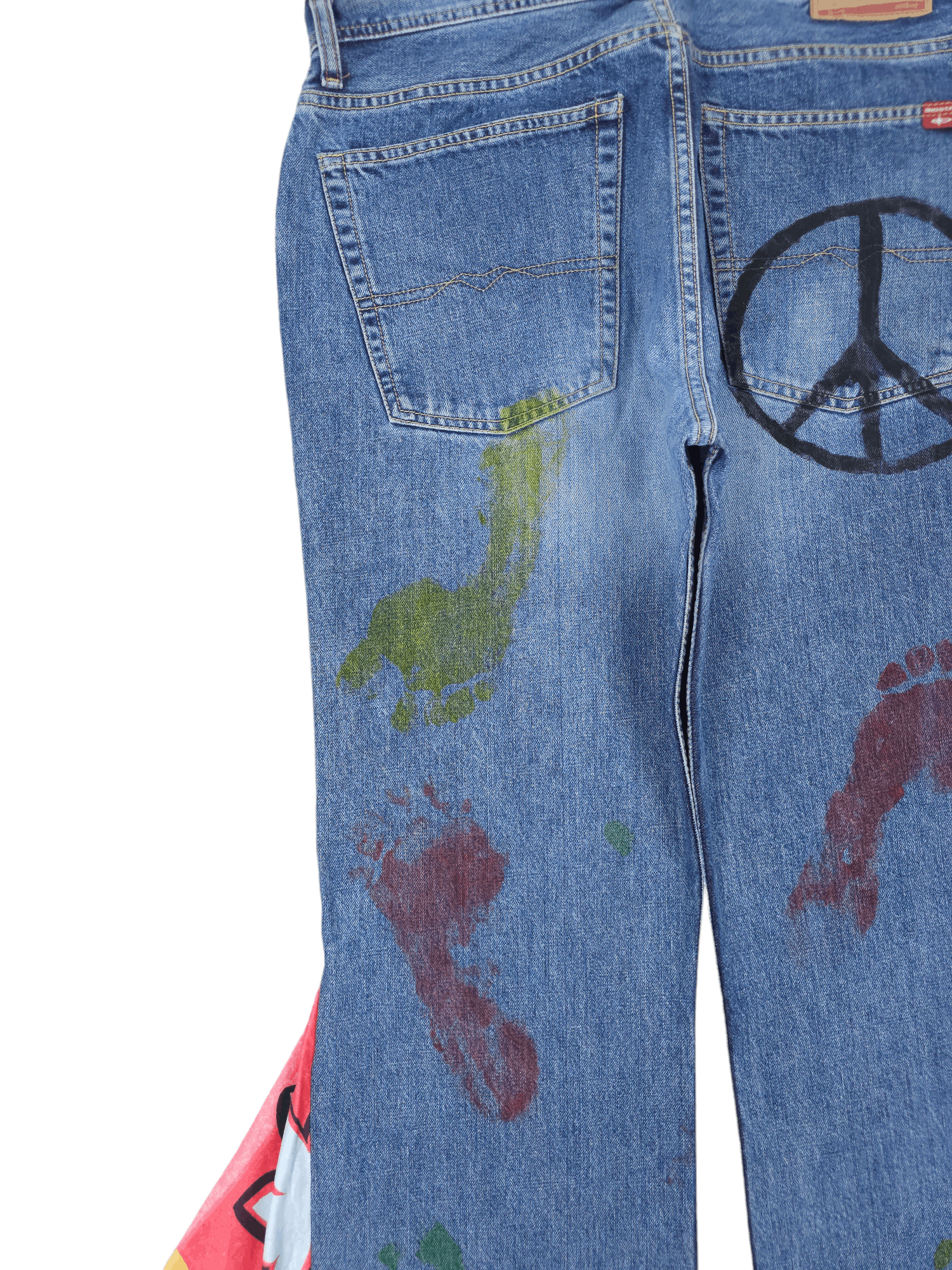 Big Star × Vintage 💎 Size 34/32 80's Hippie Big Star Crazy Blue Flared Jeans Size US 34 / EU 50 - 10 Thumbnail