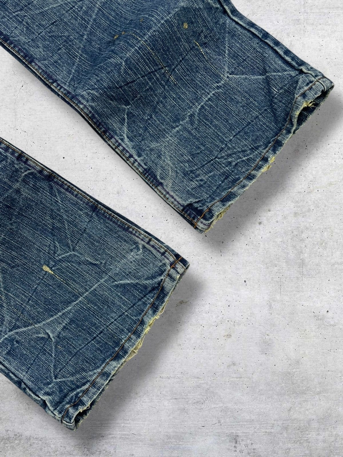 If Six Was Nine VINTAGE DISTRESSED GOLD MUD WASH FLARED NYLAUS JAPAN DENIM Size US 31 - 3 Thumbnail