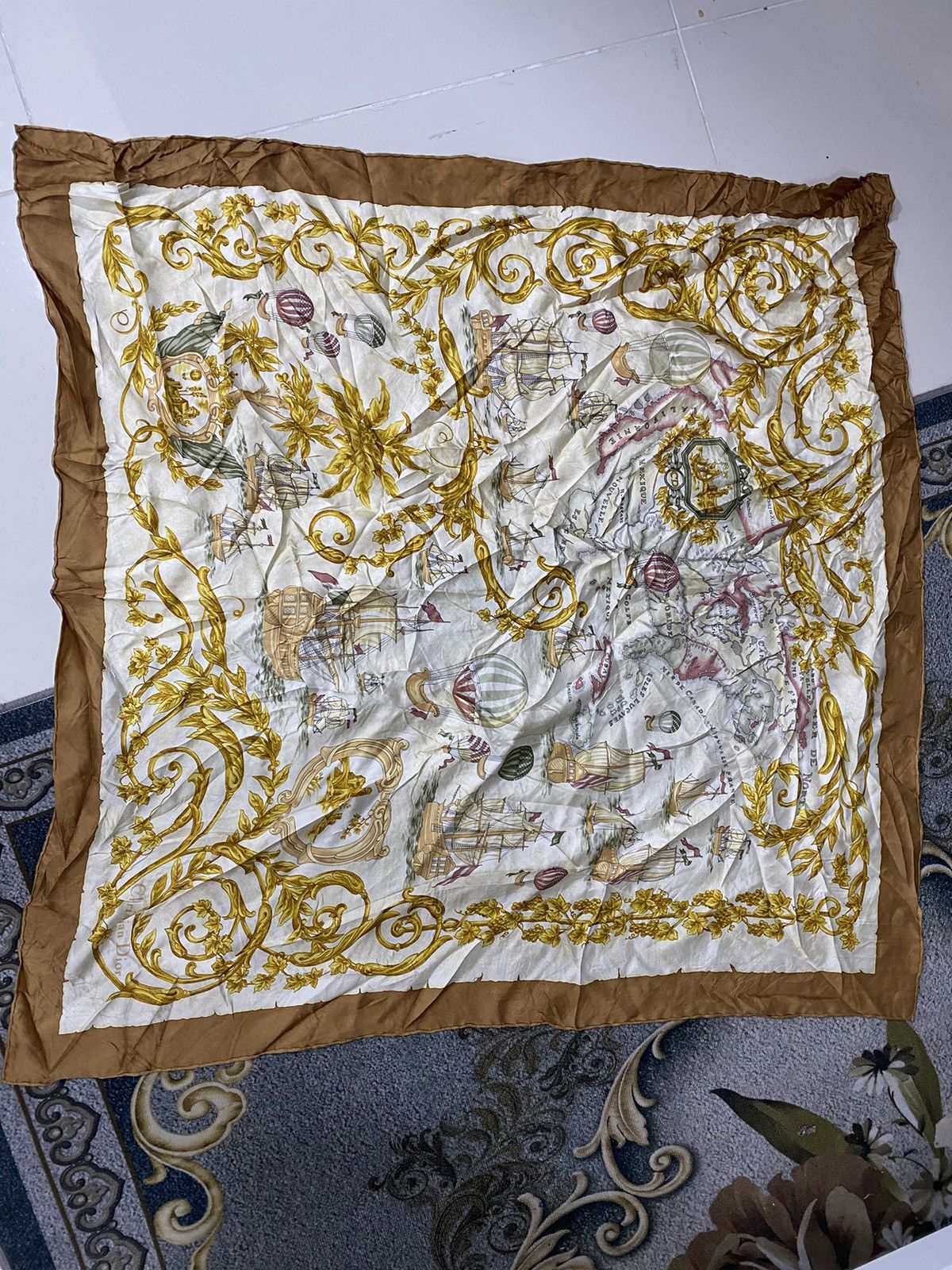 Dior VINTAGE CHRISTIAN DIOR PURE SILK SCARVES MAPS HOT BALLOONS | Grailed