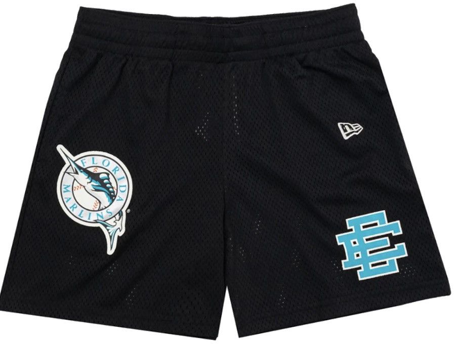 image of Eric Emanuel Mlb Florida Marlins Mesh Shorts New Era New XL in Black, Men's (Size 34)