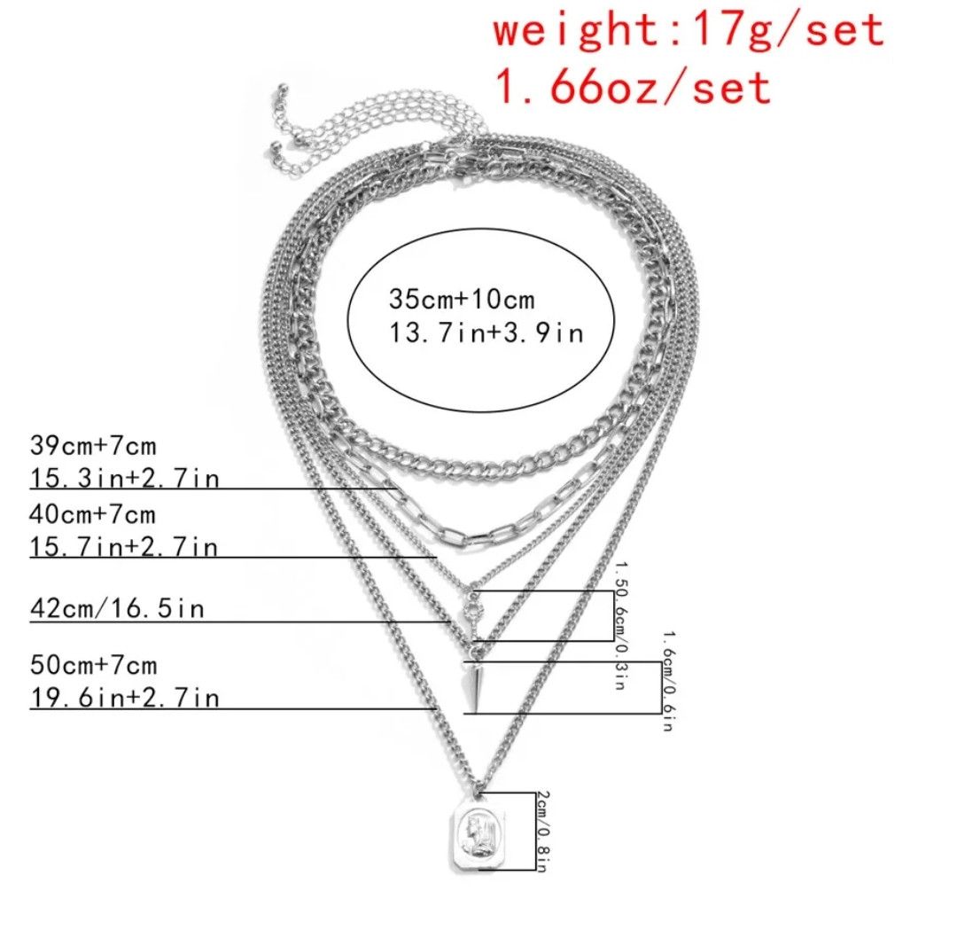 Jewelry Multi layer necklace set pendant spike key Size ONE SIZE - 4 Thumbnail