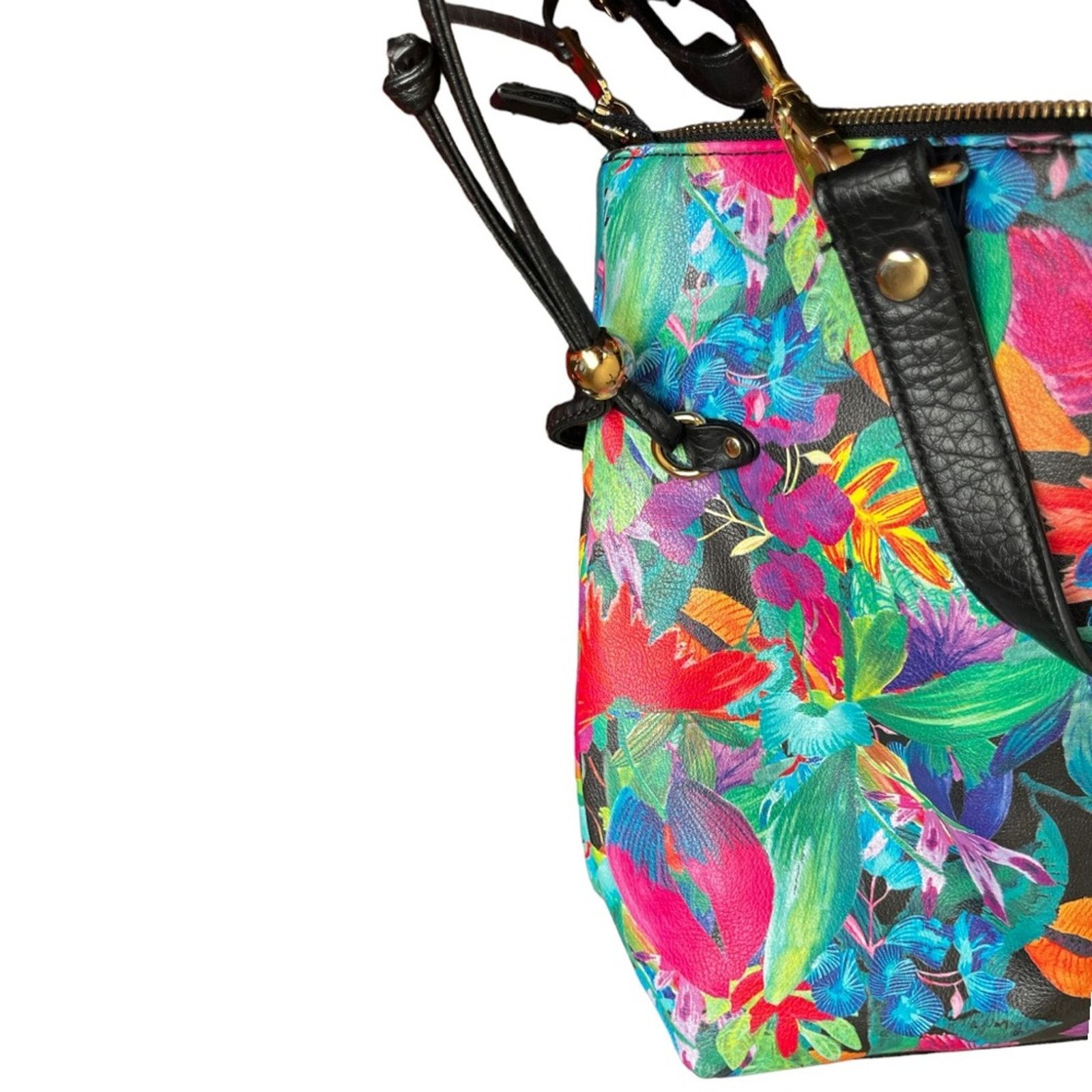 Juicy Couture Juicy Couture Black Faux Tropical Floral Print Bag Size ONE SIZE - 4 Thumbnail