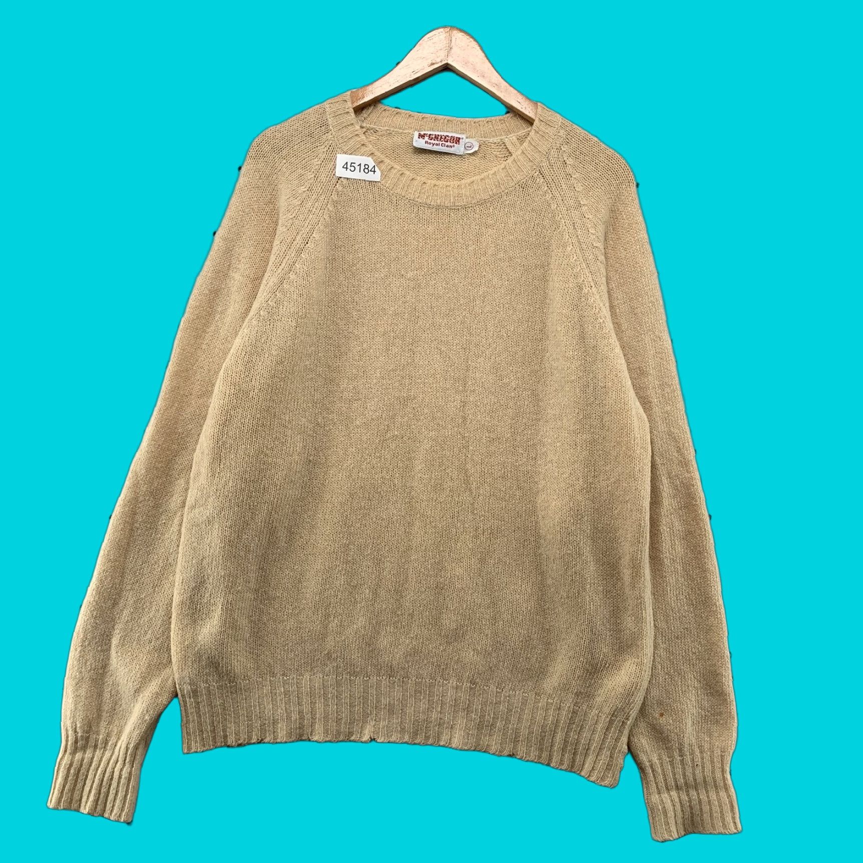 McGregor VINTAGE McGregor Wool Sweater Mens L Beige Royal Clan Grandpa Dad USA Pullover Crew Neck Long Sleeve Knit Winter Casual Mens Wool 80s 90s Size US L / EU 52-54 / 3 - 1 Thumbnail