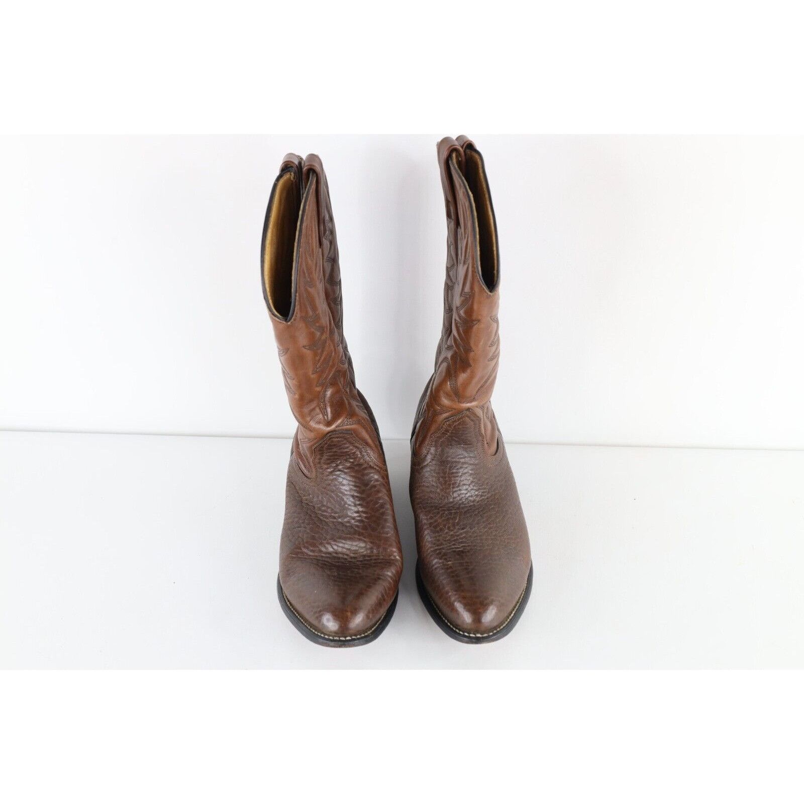 Vintage Vintage 70s Pebble Grain Tribal Leather Cowboy Boots Size US 10 / EU 43 - 2 Thumbnail