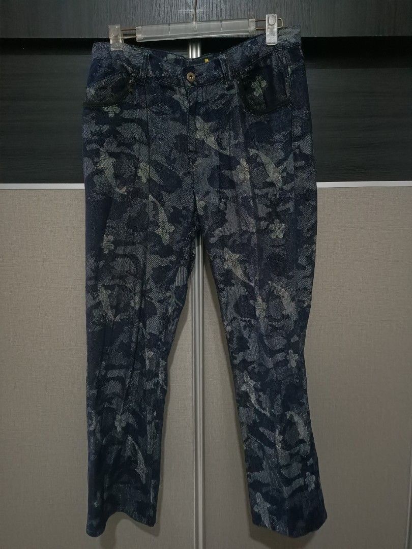 Japanese Brand Sukajan Koi Floral Jacquard Denim Pants Japan Size US 33 - 1 Thumbnail