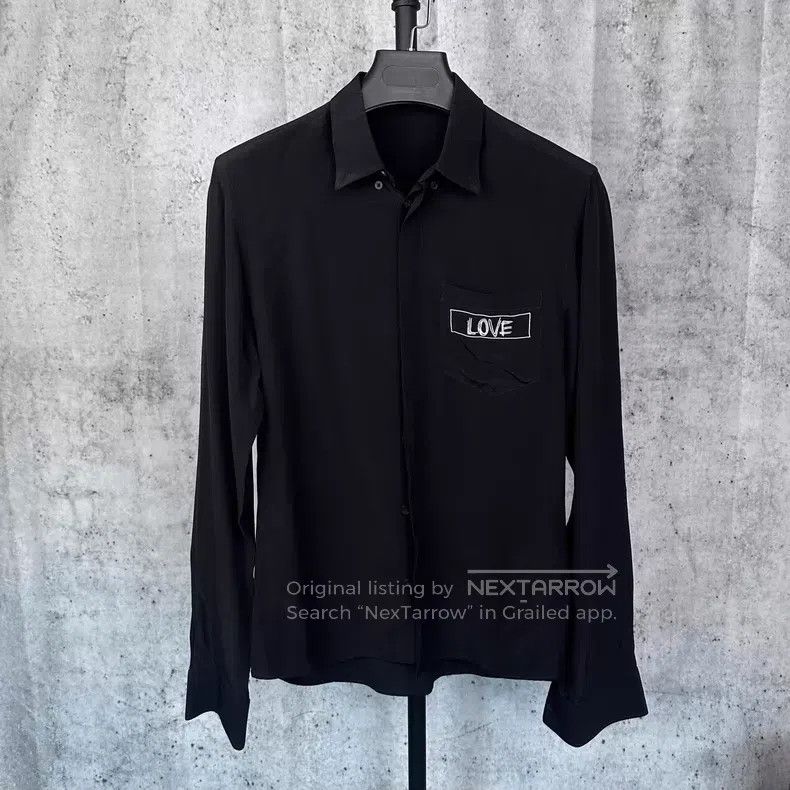 Givenchy Givenchy Black Silk Long-Sleeve Shirt with 'Love' Embroide Size XS / US 0-2 / IT 36-38 - 1 Thumbnail