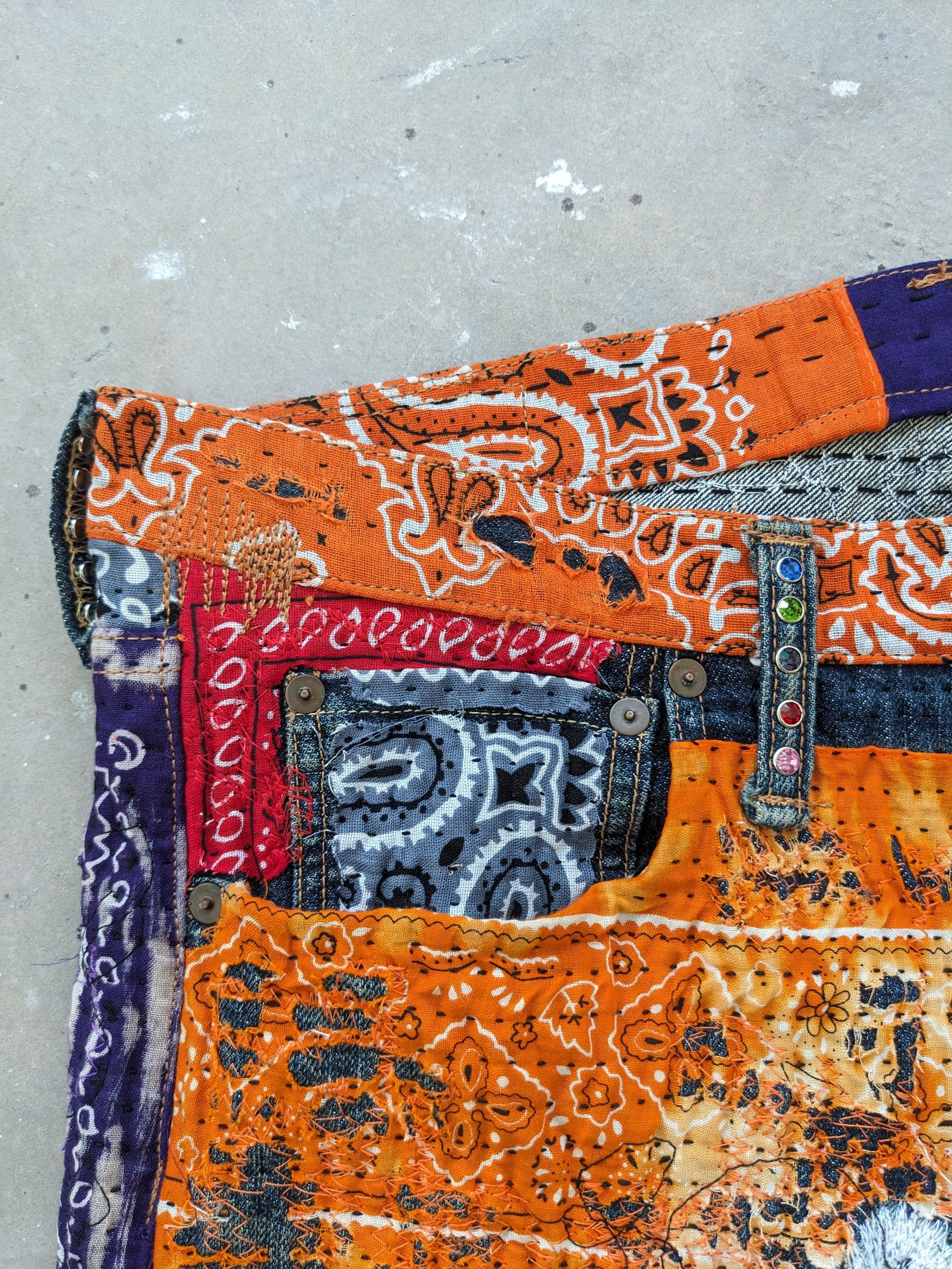 Art Comes First × Japanese Brand × Kapital 1/1 World Kapital Reconstruction Denim Bandana Over Design Size US 35 - 8 Thumbnail