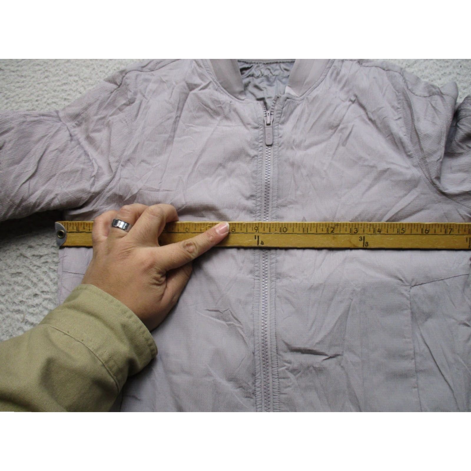 Lululemon Non Stop Bomber Jacket Womens 4 Gray Reversible Zip Front Lightweight Jacket