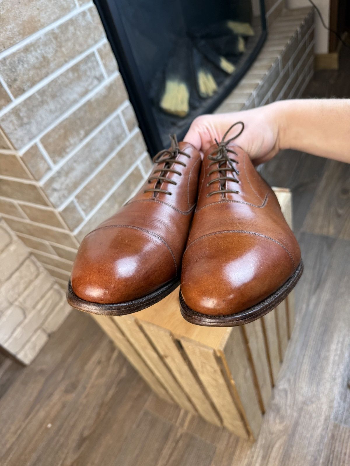 Edward Green Edward Green Chelsea Brown Oxford Leather Shoes UK10 US11 Size US 11 / EU 44 - 7 Thumbnail