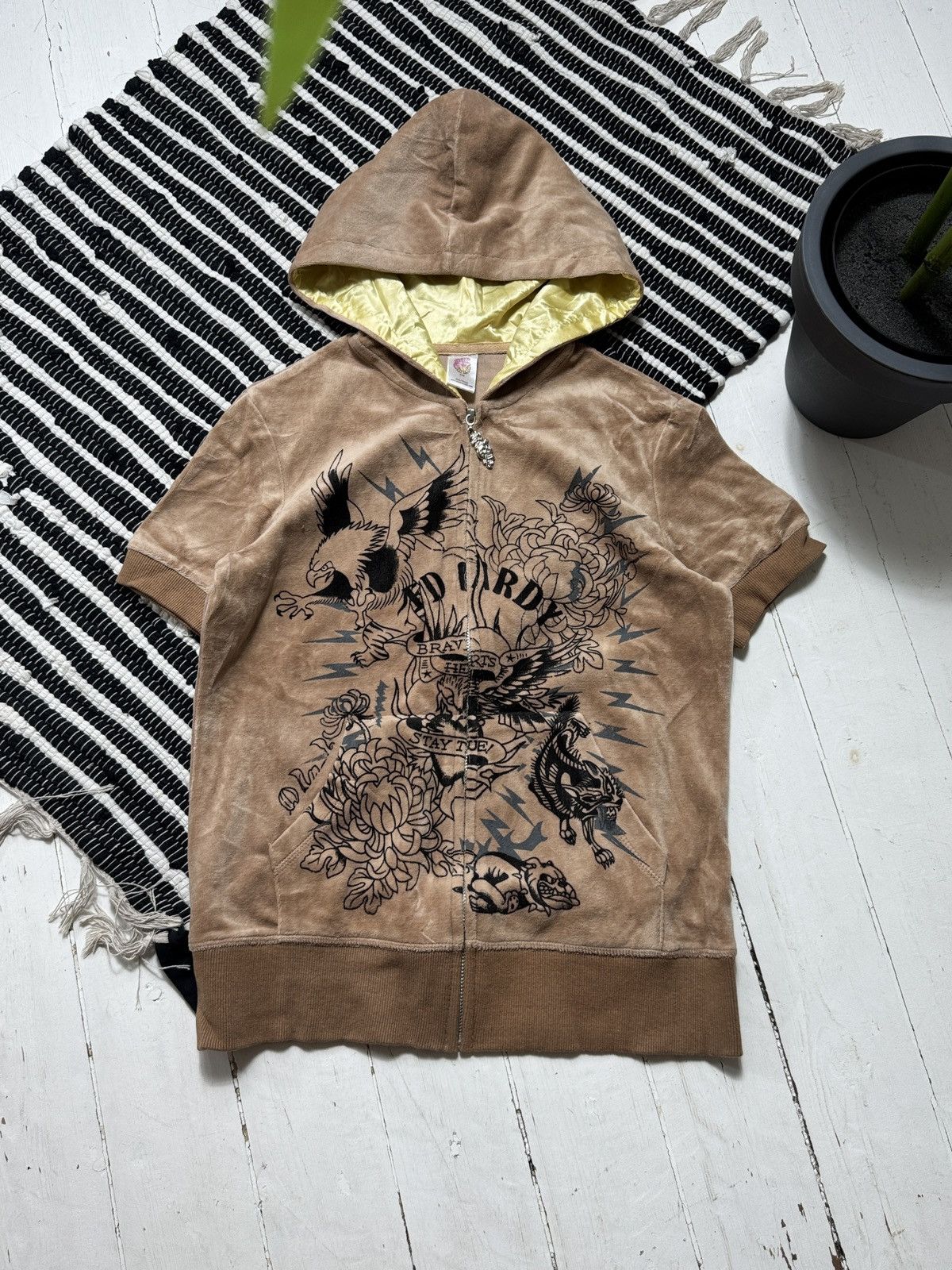 Ed Hardy VINTAGE ED HARDY VELOUR PRINTED 2000s TRACKSUIT SET Size M / US 6-8 / IT 42-44 - 5 Thumbnail