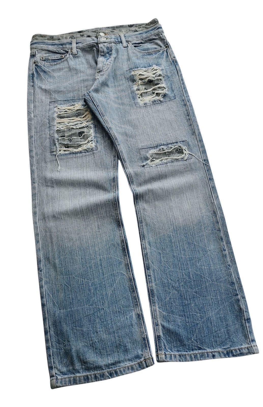 Kapital Vintage Avantgarde Distressed Patchwork Jeans Y2K 32x30 Size US 32 / EU 48 - 8 Thumbnail