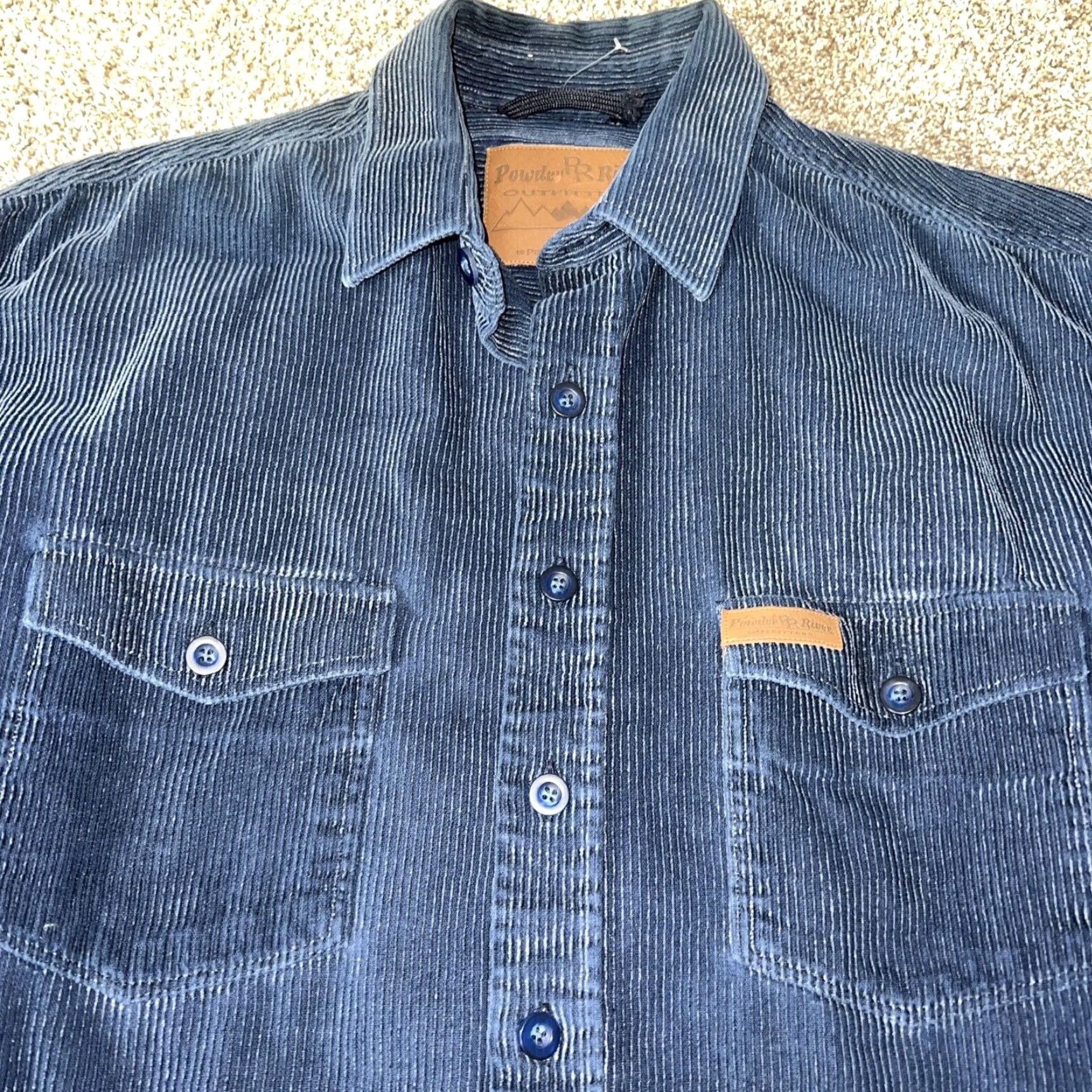 Vintage Powder River Outfitter Corduroy Shirt Men L Blue Button-Up Long Sleeve Size US L / EU 52-54 / 3 - 2 Thumbnail