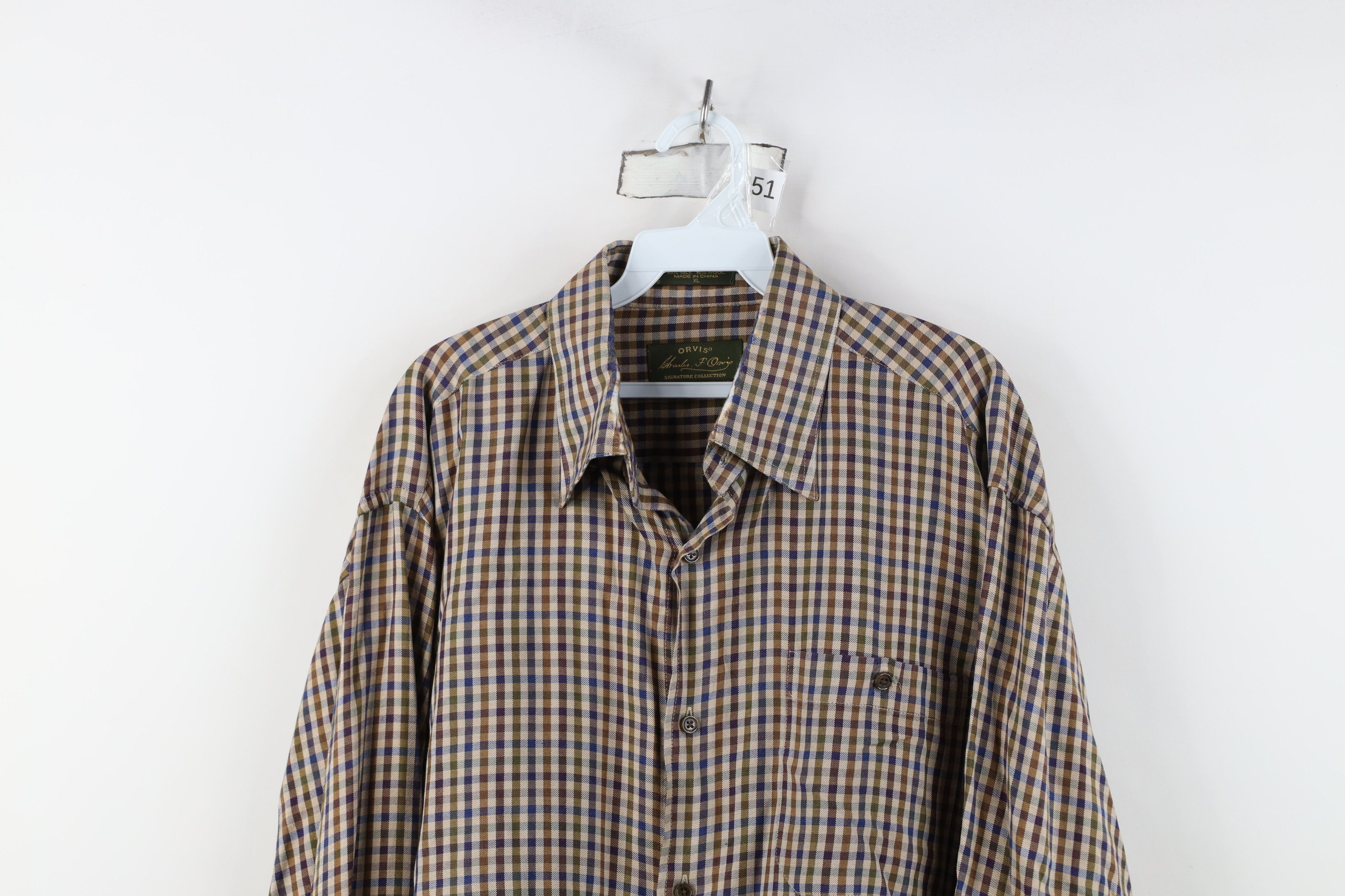 Orvis Vintage Orvis Silk Wool Blend Collared Button Shirt Plaid Size US XL / EU 56 / 4 - 2 Thumbnail